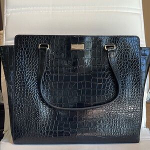Elegant Kate Spade ♠️ Black Crocodile-Embossed Tote Bag